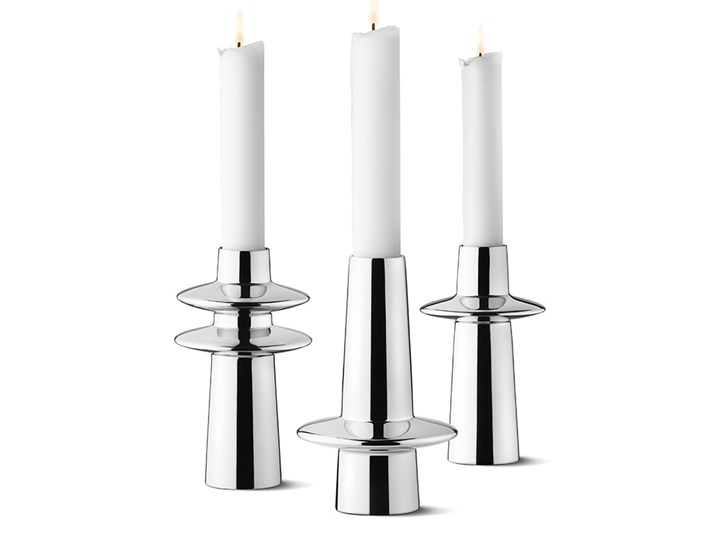 3 świeczniki Georg Jensen Ellipse, stal polerowana