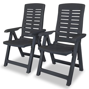 vidaXL Rozkładane krzesła ogrodowe, 2 szt., plastikowe, antracytowe
