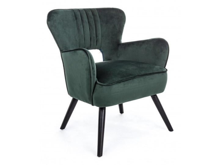 TAPICEROWANY FOTEL W KOLORZE BUTELKOWEJ ZIELENI W STYLU SKANDYNAWSKIM, DESIGNERSKI DO SALONU, JADALNI, POKOJU, GABINETU