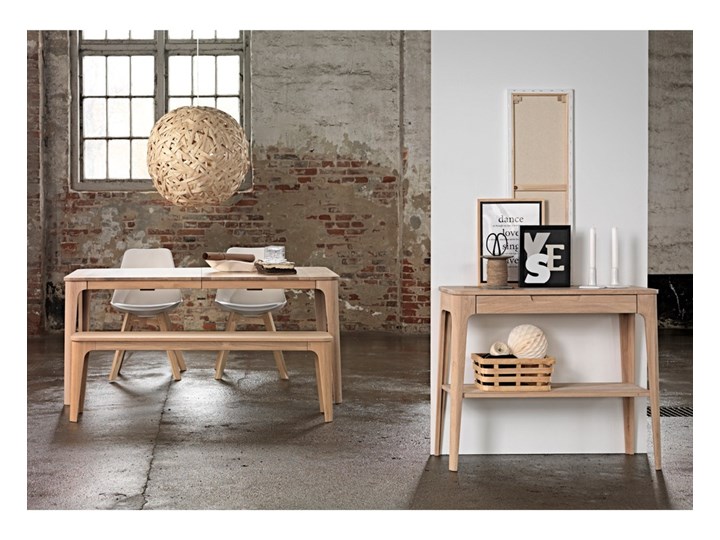 Konsola z drewna białego dębu Unique Furniture Amalfi, 90x37 cm Drewno Kategoria Konsole Kolor Biały