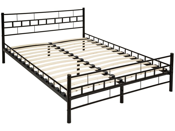 Metalowe łóżko ze stelażem o nowoczesnym designie - czarny, 200 x 140 cm Łóżko metalowe Kategoria Łóżka do sypialni
