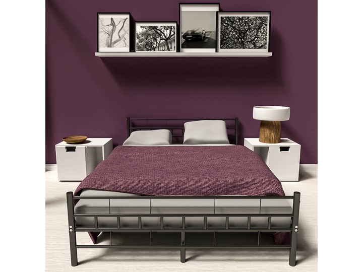Metalowe łóżko ze stelażem o nowoczesnym designie - czarny, 200 x 140 cm Łóżko metalowe Kategoria Łóżka do sypialni