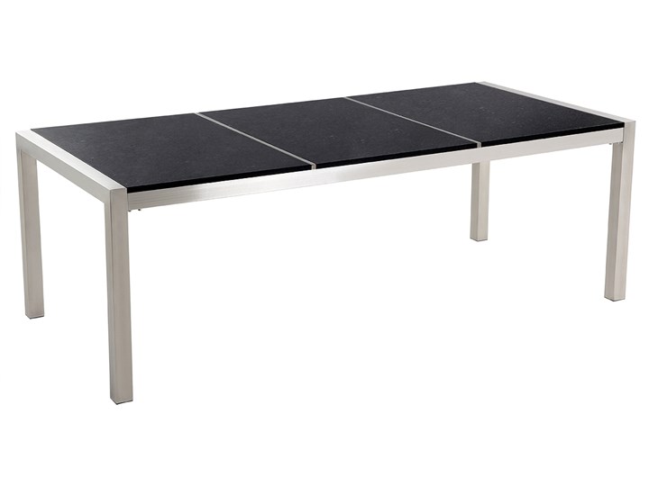Zestaw mebli ogrodowych jadalniany czarny stół granit/bazalt 220 x 100 cm 8 krzeseł z technorattanu sztaplowanych Stal Kategoria Zestawy mebli ogrodowych Stoły z krzesłami Zawartość zestawu Krzesła