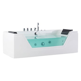 Wanna biała akrylowa 174 x 79 cm LED hydromasaż zagłówki prostokątna nowoczesna