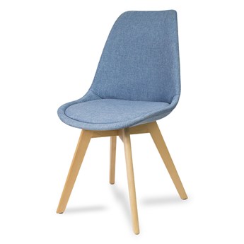 Krzesło tapicerowane z poduszką nowoczesne stylowe na drewnianych bukowych nogach niebieski 007X