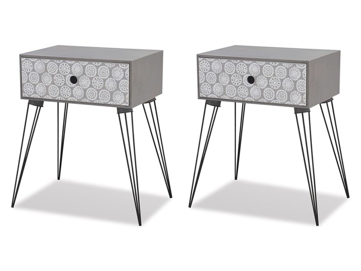 vidaXL Szafka nocna z szufladą, 2 szt., szara Płyta MDF Metal Na zdjęcia Płyta laminowana Stal Kategoria Szafki i regały
