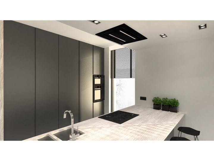 Okap sufitowy Grand Super Slim Black 96 cm Kolor Czarny Sterowanie Elektroniczne