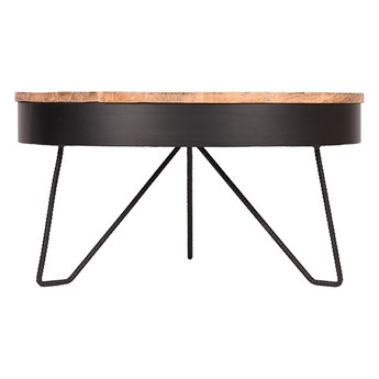 Czarny stolik z blatem z drewna mango LABEL51 Saran, ⌀ 80 cm