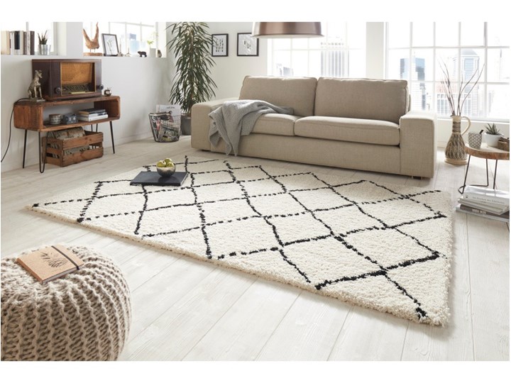 Beżowo-czarny dywan Mint Rugs Hash, 160x230 cm Dywany Syntetyk Pomieszczenie Salon Juta Prostokątny Wzór Abstrakcyjny