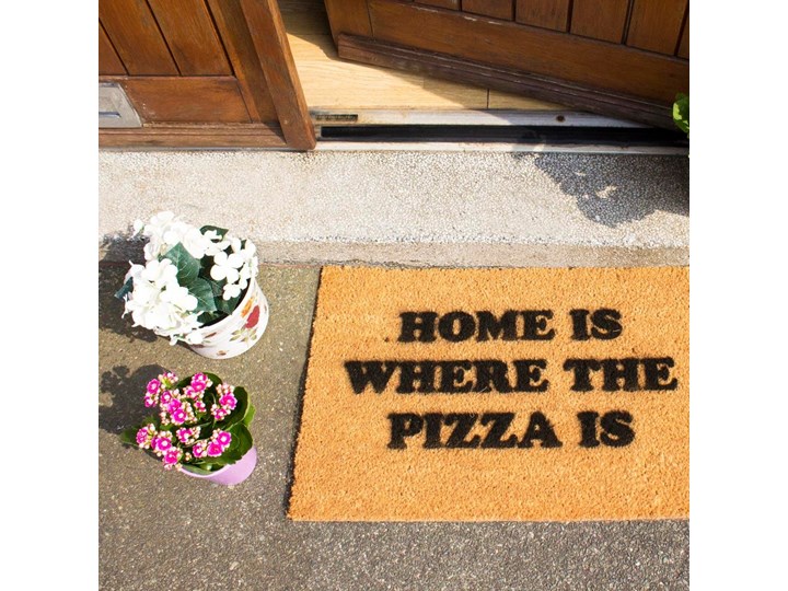 Wycieraczka z naturalnego włókna kokosowego Artsy Doormats Home Is Where the Pizza Is, 40x60 cm Włókno kokosowe Kategoria Wycieraczki
