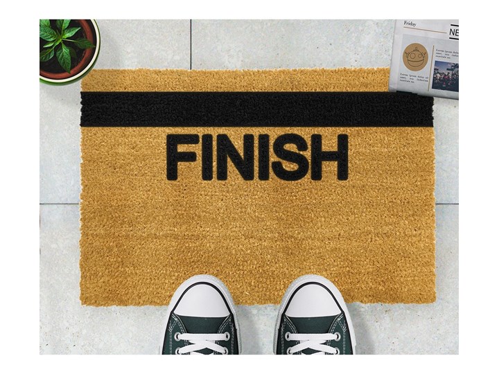 Wycieraczka z naturalnego włókna kokosowego Artsy Doormats Finish Line, 40x60 cm Włókno kokosowe Kolor Czarny Kolor Szary