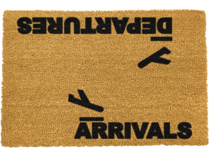 Wycieraczka z naturalnego kokosowego włókna Artsy Doormats Arrivals and Departures, 40x60 cm Włókno kokosowe Kolor Beżowy