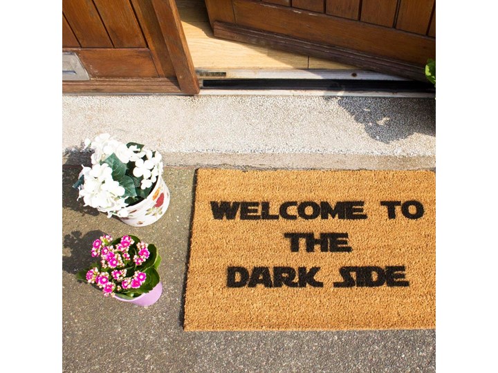 Wycieraczka z naturalnego kokosowego włókna Artsy Doormats Welcome to the Darkside, 40x60 cm Włókno kokosowe Kolor Czarny