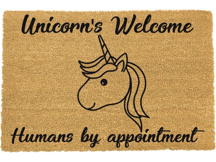 Wycieraczka Artsy Doormats Unicorns Welcome, 40x60 cm Włókno kokosowe Kolor Beżowy