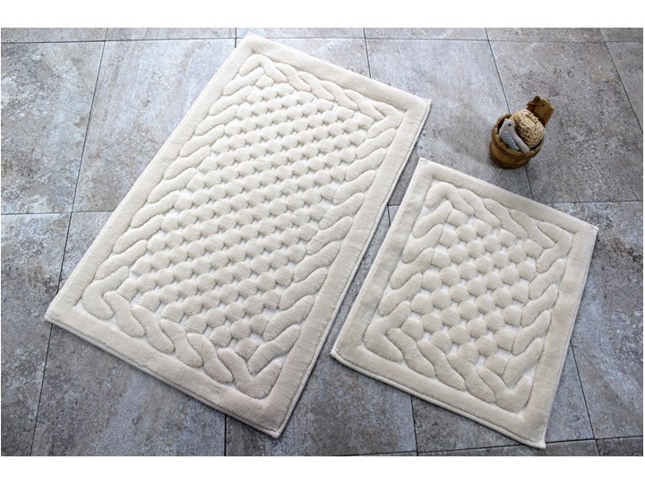 Komplet 2 beżowych bawełnianych dywaników łazienkowych Bambi Bawełna 60x100 cm Prostokątny Kategoria Dywaniki łazienkowe