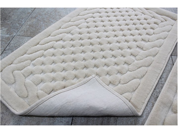 Komplet 2 beżowych bawełnianych dywaników łazienkowych Bambi Prostokątny Bawełna 60x100 cm Kategoria Dywaniki łazienkowe