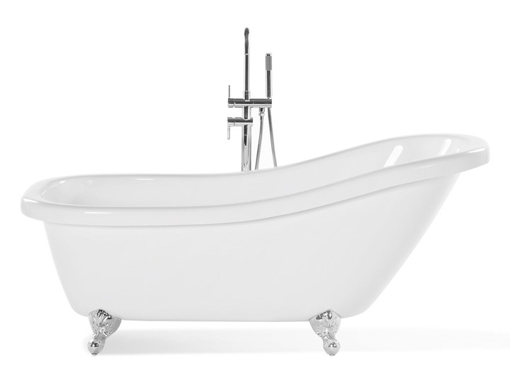 Wanna wolnostojąca biała akrylowa 170 x 80 cm system przelewowy owalna retro Długość 170 cm Wolnostojące Kolor Biały