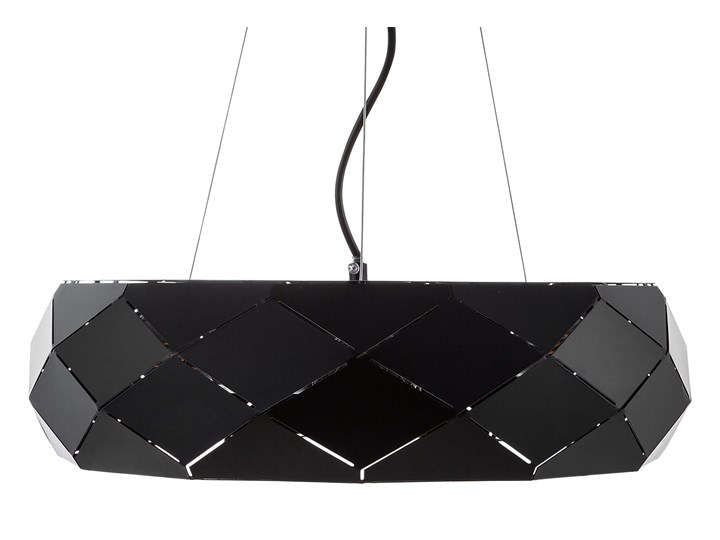 Lampa wisząca czarna metalowa 121 cm ażurowa geometryczny klosz 3 żarówki nowoczesna Tworzywo sztuczne Lampa inspirowana Kolor Czarny