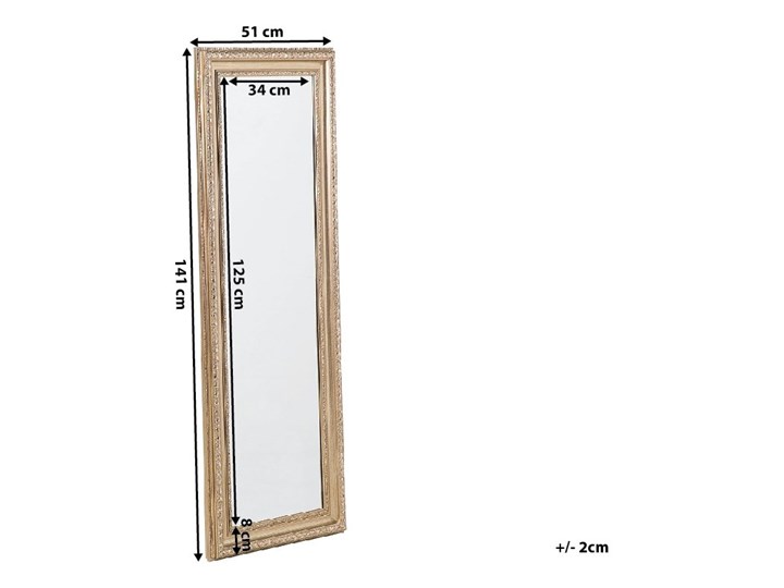 Lustro ścienne wiszące złote 51 x 141 cm ozdobne salon sypialnia Kolor Złoty Lustro z ramą Prostokątne Styl Vintage