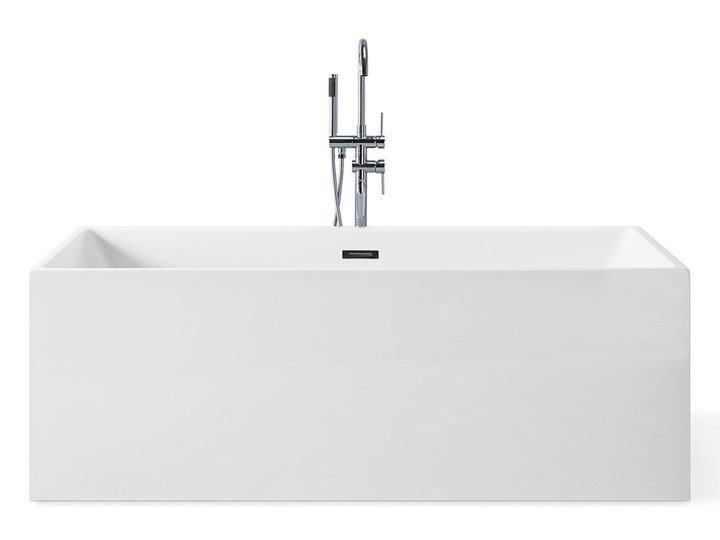 Wanna wolnostojąca biała akrylowa 170 x 81 cm system przelewowy prostokątna współczesna Wolnostojące Symetryczne Długość 170 cm Kolor Biały Kategoria Wanny