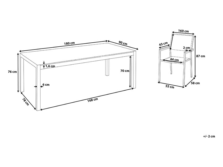 Zestaw mebli ogrodowych jadalniany czarny stół szkło hartowane 180 x 90 cm 6 krzeseł czarnych z technorattanu sztaplowanych Stoły z krzesłami Stal Kolor Szary