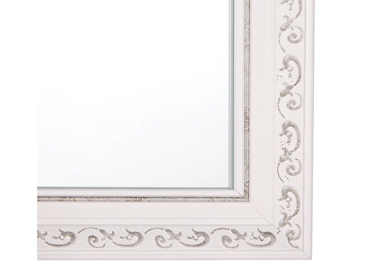 Lustro ścienne wiszące biało-srebrne 50 x 130 cm łazienka przedpokój Prostokątne Lustro z ramą Kolor Srebrny