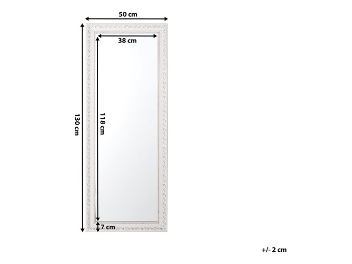 Lustro ścienne wiszące biało-srebrne 50 x 130 cm łazienka przedpokój Lustro z ramą Kolor Srebrny Prostokątne Styl Vintage