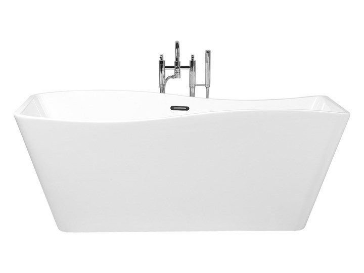 Wanna wolnostojąca biała akrylowa 170 x 78 cm system przelewowy prostokątna glamour Długość 170 cm Wolnostojące Symetryczne Stal Kolor Biały Kategoria Wanny