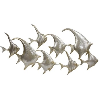 PESCE dekoracja ścienna srebrna ławica ryb, 53x102 cm