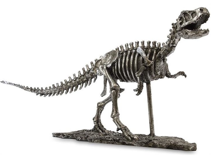 DINOZAUR srebrna dekoracja, szkielet, wys. 55 cm