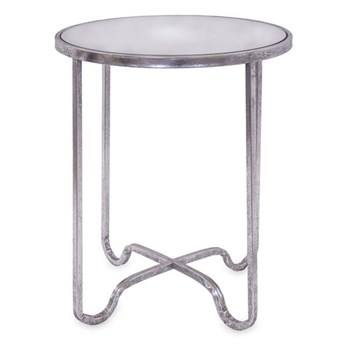 FUSHION stolik metalowy srebrny okrągły, wys. 50 cm