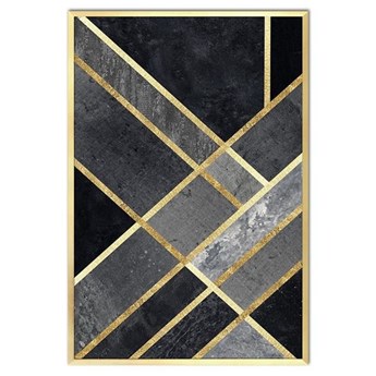 GEOGOLD obraz figury geometryczne w szarościach w złotej ramie, 63x93 cm