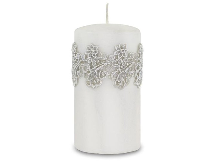 VENEZIA świeca  walec biała z koronką, wys. 13 cm Kategoria Świeczniki i świece