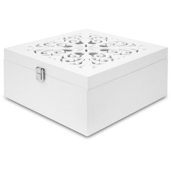 ELIOT szkatułka kwadratowa biała ażurowa, 23x23x10 cm