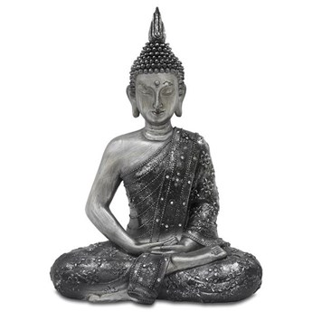 BUDDA - KWIAT LOTOSU figurka srebrna, dekoracja, 12x34x16 cm