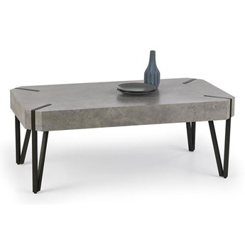 EMILY ława z grubym blatem imitującym beton na czarnych metalowych nogach, 110x60x42 cm