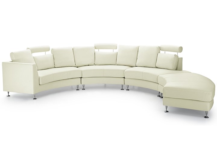 Sofa półokrągła kremowa skórzana 8 miejsc moon salon duży pokój nowoczesna Stała konstrukcja Szerokość 448 cm Strona Prawostronne