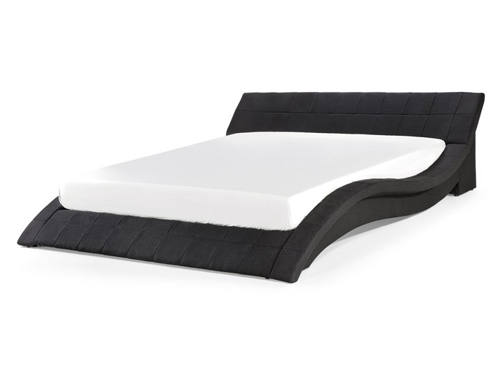 Łóżko ze stelażem tapicerowane tkaniną czarne 180 x 200 cm nowoczesny design falowane Kolor Czarny Łóżko tapicerowane Kategoria Łóżka do sypialni