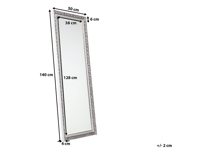 Lustro ścienne wiszące złote 51 x 141 cm ozdobna postarzana rama salon sypialnia styl klasyczny francuski Prostokątne Lustro z ramą Styl Vintage
