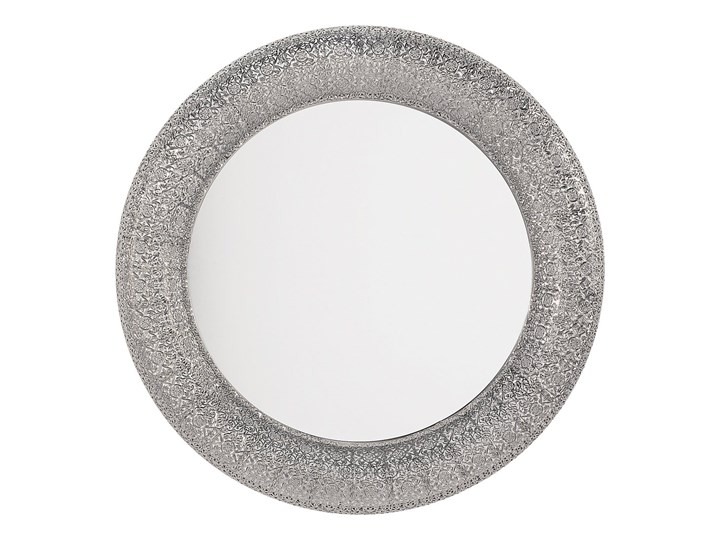 Lustro wiszące ścienne srebrne 80 cm Lustro z ramą Okrągłe Styl Vintage Kolor Szary