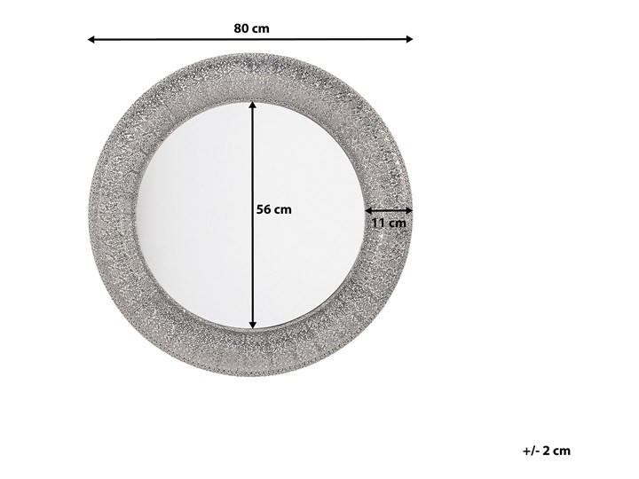 Lustro wiszące ścienne srebrne 80 cm Lustro z ramą Kolor Szary Okrągłe Kolor Srebrny