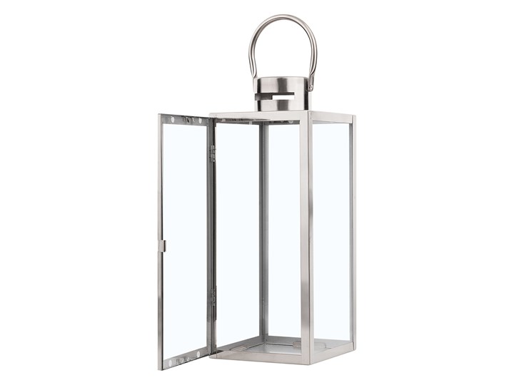 Beliani Lampion dekoracyjny srebrny metalowy 40 cm ozdobna latarnia na świecę Stal Kategoria Świeczniki i świece