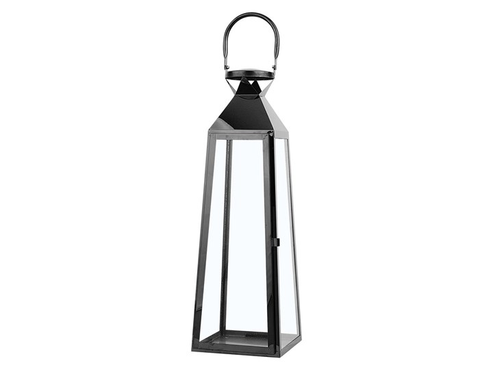 Beliani Lampion dekoracyjny czarny metalowy 42 cm ozdobna latarnia na świecę Szkło Kategoria Lampiony do ogrodu