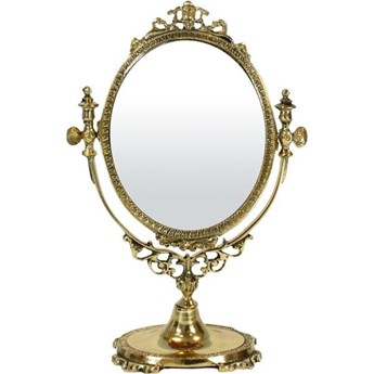 CORDOBA barokowe złote lustro na toaletkę, mosiądz, wys. 24 cm