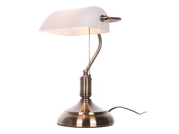 KLASYCZNA LAMPA BANKIERSKA BIURKOWA BIAŁA BANKER CLASSIC