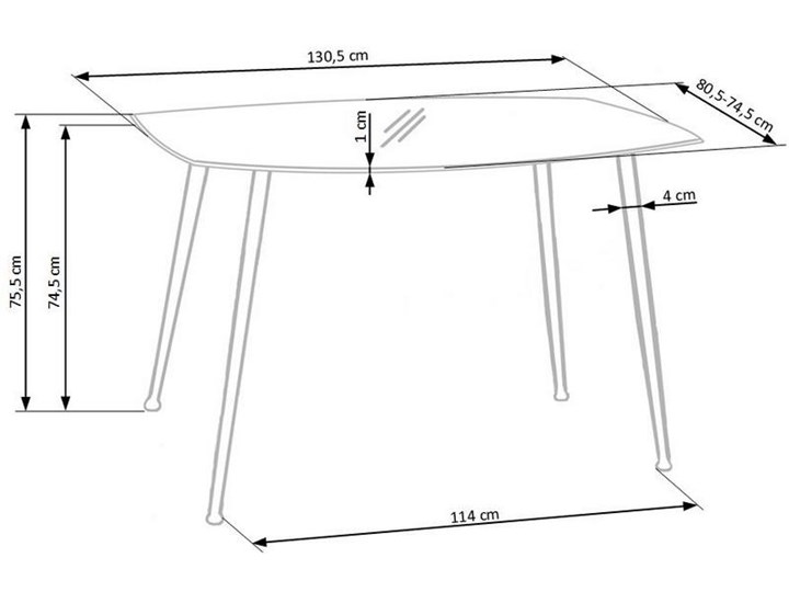 Stół do jadalni z ciemnym blatem ze szkła Next dąb miodowy Długość 130 cm Drewno Wysokość 75 cm Szkło Szerokość 130 cm Szerokość 80 cm Stal Kategoria Stoły kuchenne