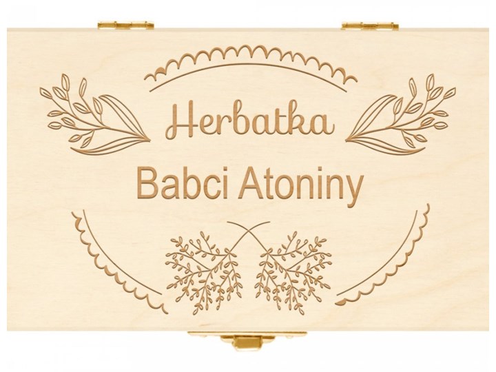 Herbata w drewnianej skrzyni z grawerem dla babci Drewno Na herbatę Kategoria Pojemniki i puszki
