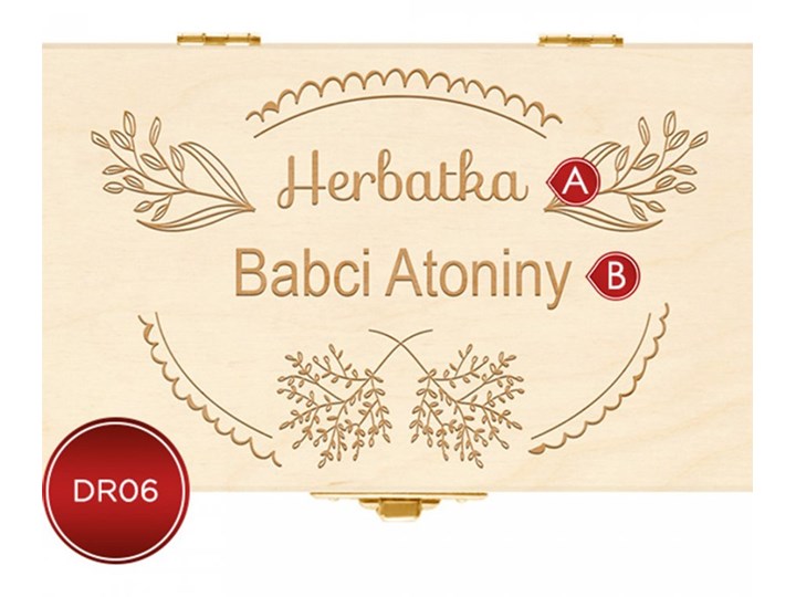 Herbata w drewnianej skrzyni z grawerem dla babci Kategoria Pojemniki i puszki Drewno Na herbatę Typ Zestawy