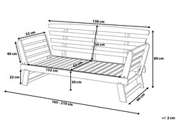 Sofa ogrodowa szara regulowane podłokietniki PORTICI Drewno Drewno Materiał nóżek Drewno