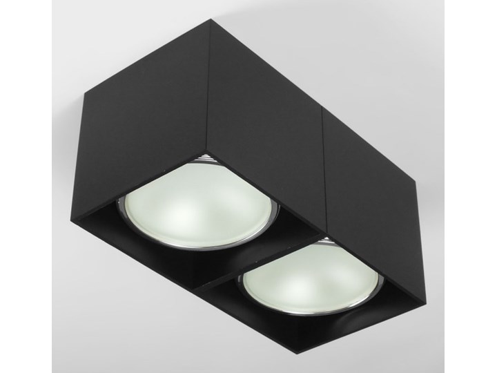 Podwójna oprawa natynkowa sufitowa kwadrat 2x AR111 GU10 czarna Kolor Czarny Oprawa stropowa Prostokątne Oprawa halogenowa Kategoria Oprawy oświetleniowe